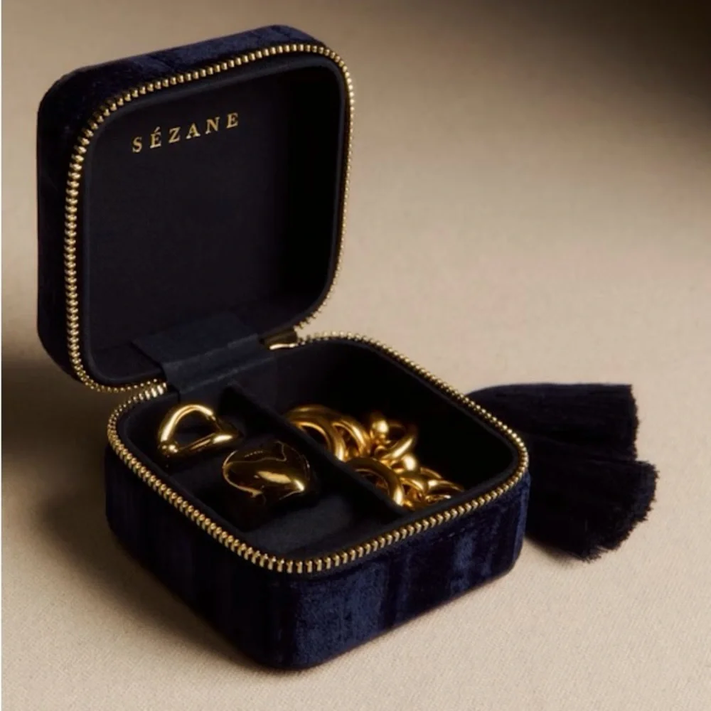 Sezane Embossed Velvet Jewelry Case